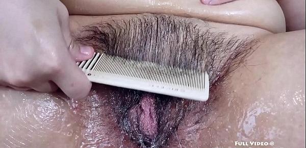  Custom Video - Covering my HAIRY MOUND in lube and combing it in.